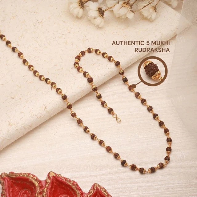 Gold Plated Eternal Rudraksha Mala