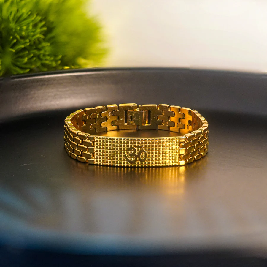 Gold Plated Sacred Grid Om Bracelet image 2