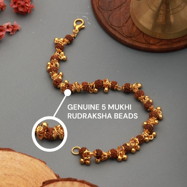 Gold Plated Elemental Rudraksha Bracelet For Women