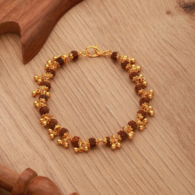 Gold Plated Elemental Rudraksha Bracelet For Women image 2
