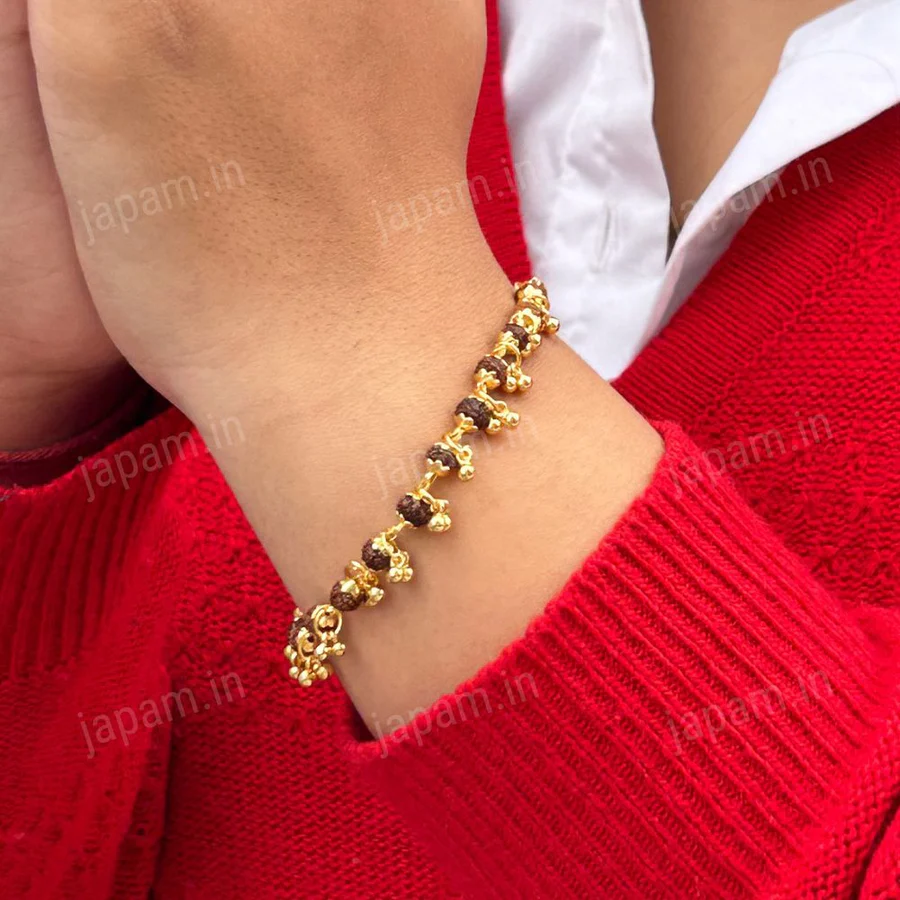 Gold Plated Elemental Rudraksha Bracelet For Women image 3