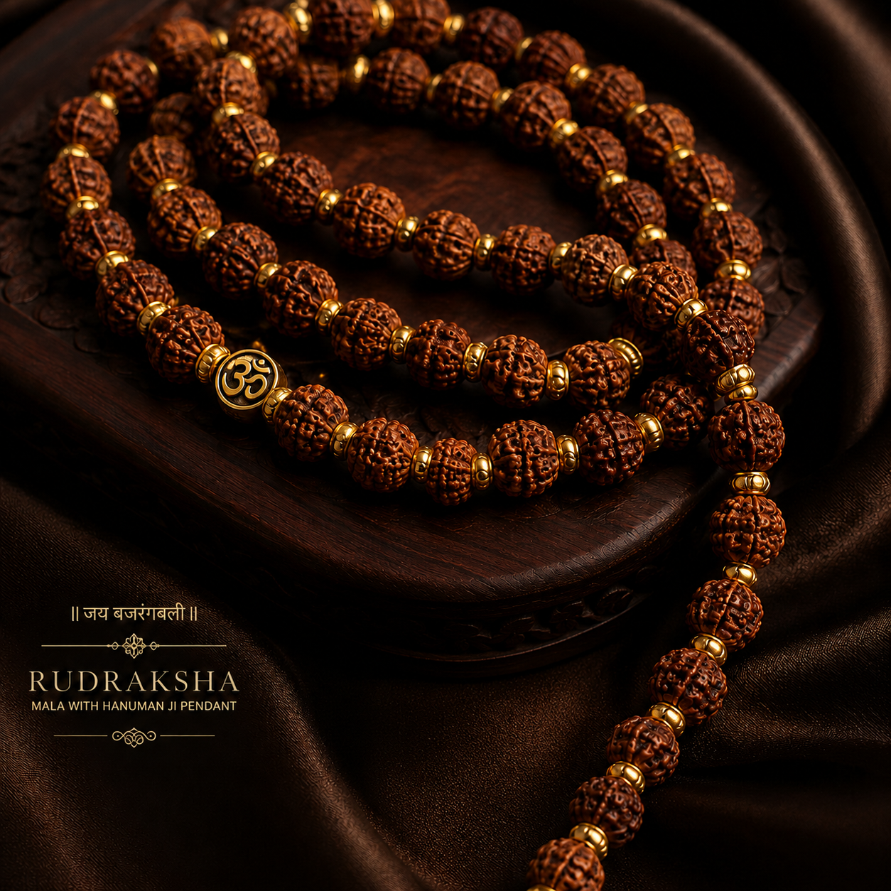 Premium Rudraksha Mala with Om Pendant