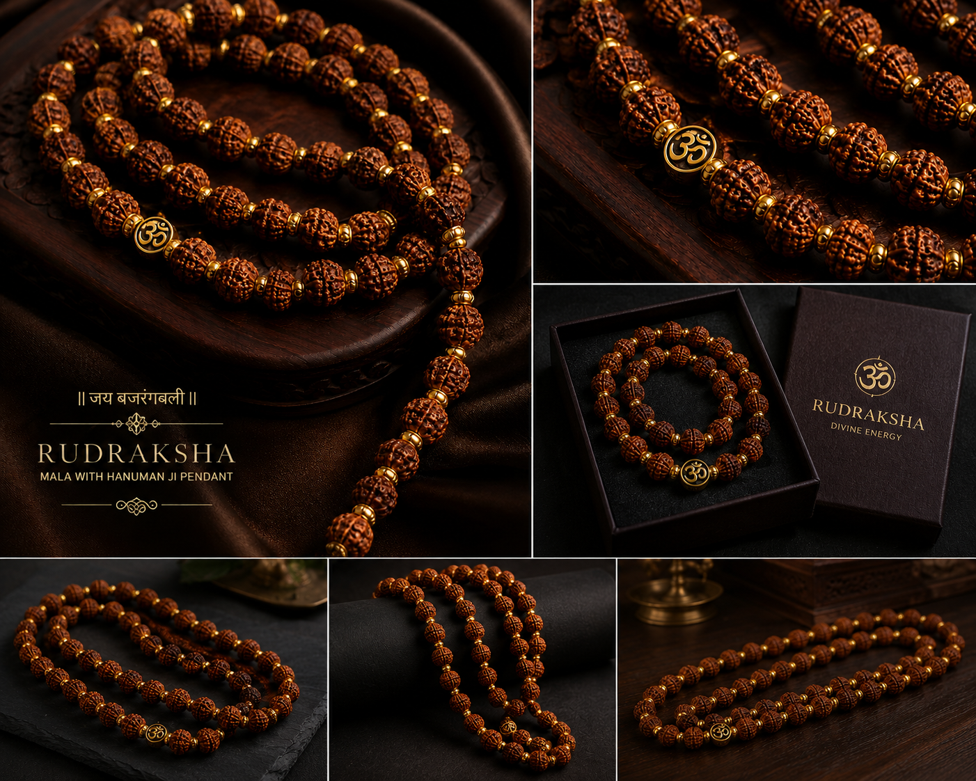 Premium Rudraksha Mala with Om Pendant image 2